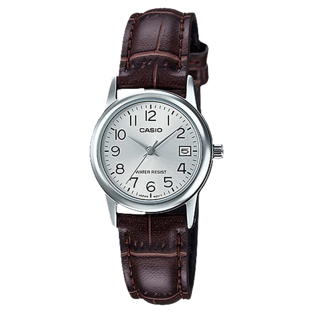 CASIO 卡西歐 指針女錶 皮革錶帶 防水 日期顯示 LTP-V002L-7B2