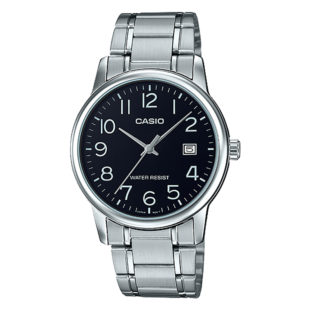 CASIO 卡西歐 指針男錶 不鏽鋼錶帶 防水 日期顯示 MTP-V002D-1B