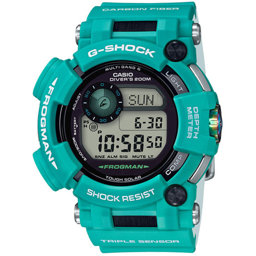 CASIO卡西歐G-SHOCK MASTER IN MARINE BLUE翡翠藍蛙人潛水錶 GWF-D1000MB-3