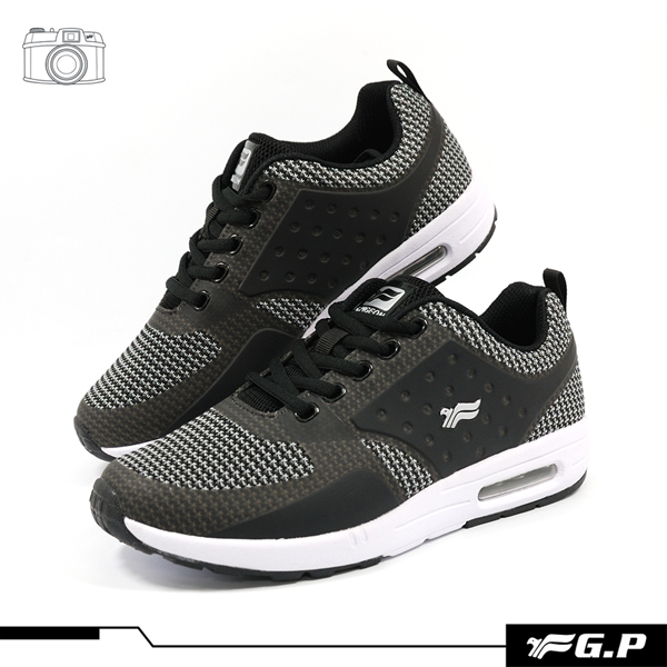 【G.P 男款經典舒適輕量氣墊運動鞋】P5770M-10 黑色 (SIZE:39-44 共二色)