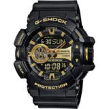 CASIO 卡西歐 G-SHOCK 金屬系雙顯手錶-經典黑金 GA-400GB-1A9