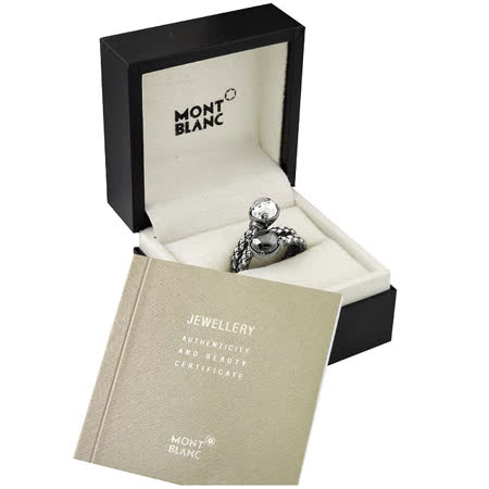 MONT BLANC 萬寶龍 編織雙圈造型純銀戒指-金鋼銀色(52號)