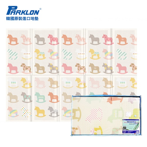 【BabyTiger虎兒寶】PARKLON 韓國帕龍無毒地墊 - 攜帶型單面立體回紋摺疊墊 - 彩色木馬