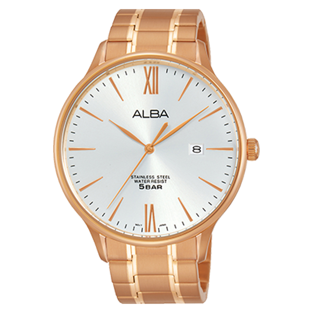 ALBA 雅柏 石英男錶 不鏽鋼錶帶 銀白 防水50米 日期顯示 AS9E04X1