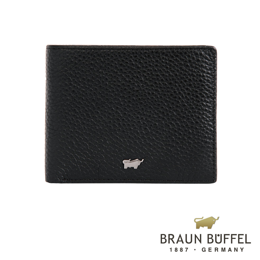 【BRAUN BUFFEL】德國小金牛-佩雅系列4卡零錢袋皮夾(經典黑)BF303-315-BK