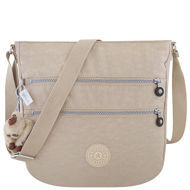 KIPLING 波紋三層斜背包-大型(卡其色)