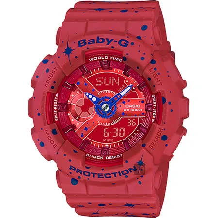 CASIO 卡西歐 Baby-G 星空雙顯手錶-紅 BA-110ST-4ADR