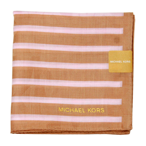 【MICHAEL KORS】新款時尚橫紋方型帕領巾(霧金)