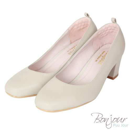 BONJOUR☆不挑腳穿4WAY方頭6cm氣墊高跟鞋Made in Taiwan【ZB0311】米