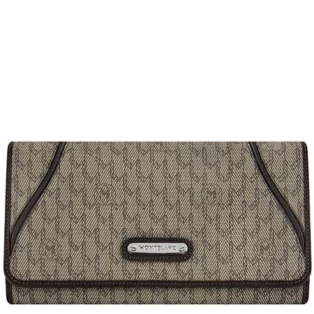 MONT BLANC 萬寶龍 小牛皮圓弧滾邊壓釦長夾-摩卡色