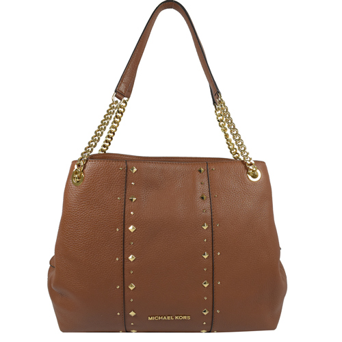 MICHAEL KORS MERCER 經典LOGO鉚釘三層托特包.咖