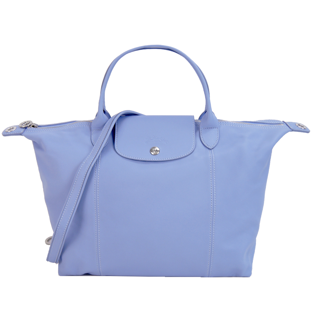 LONGCHAMP Le Pliage Cuir 小羊皮短把折疊水餃包(中/薰衣草)
