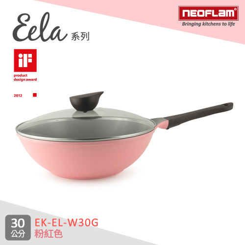 韓國NEOFLAM Eela系列 30cm陶瓷不沾炒鍋+玻璃鍋蓋(EK-EL-W30G)