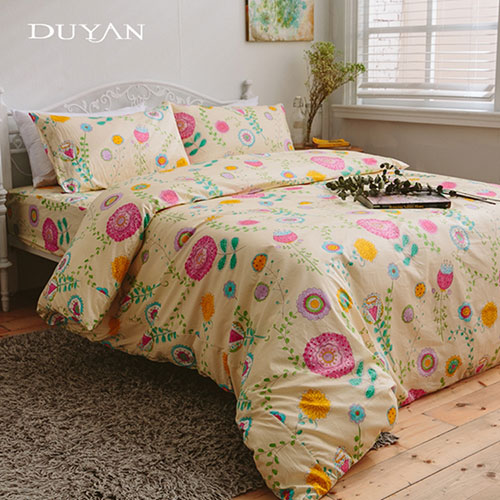 《DUYAN 竹漾》100%精梳棉雙人四件式鋪棉兩用被床包組-夏日愛戀 台灣製