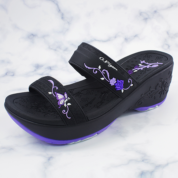 【G.P 女款厚底雕花雙帶拖鞋】G8531W-紫色(SIZE:35-39 共二色)