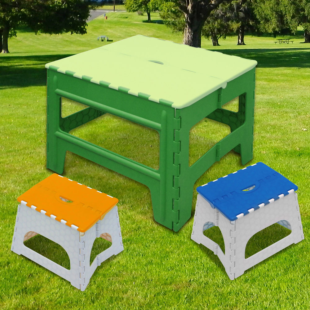 【Wally Fun】戶外休閒折疊桌椅組 -1桌2椅 (桌子綠色/椅子顏色隨機)
