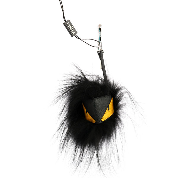 【FENDI】MONSTER狐狸毛/毛怪/魔魔黃眼睛吊飾KEY圈(黑)