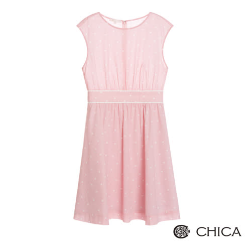 CHICA 法式小白點束腰無袖洋裝(2色)