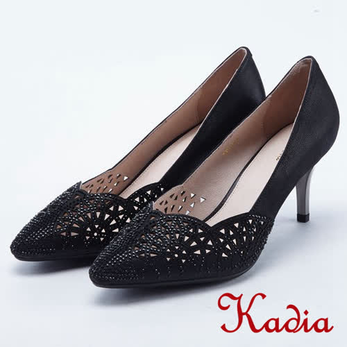 kadia.kadia.華麗晚宴 雕花水鑽尖頭高跟鞋(8001-91黑色)
