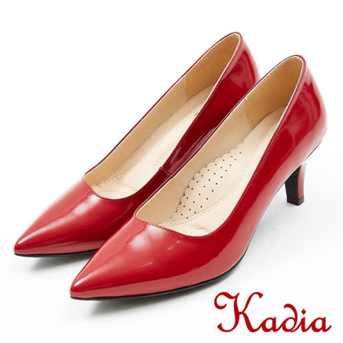 Kadia.氣質素面羊皮尖頭高跟鞋(8003-64紅色)
