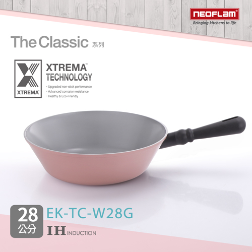 韓國NEOFLAM The Classic系列28cm陶瓷不沾炒鍋+玻璃蓋(電磁)(EK-TC-W28G)