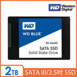 WD SSD 2TB 2.5吋 3D NAND固態硬碟(藍標)