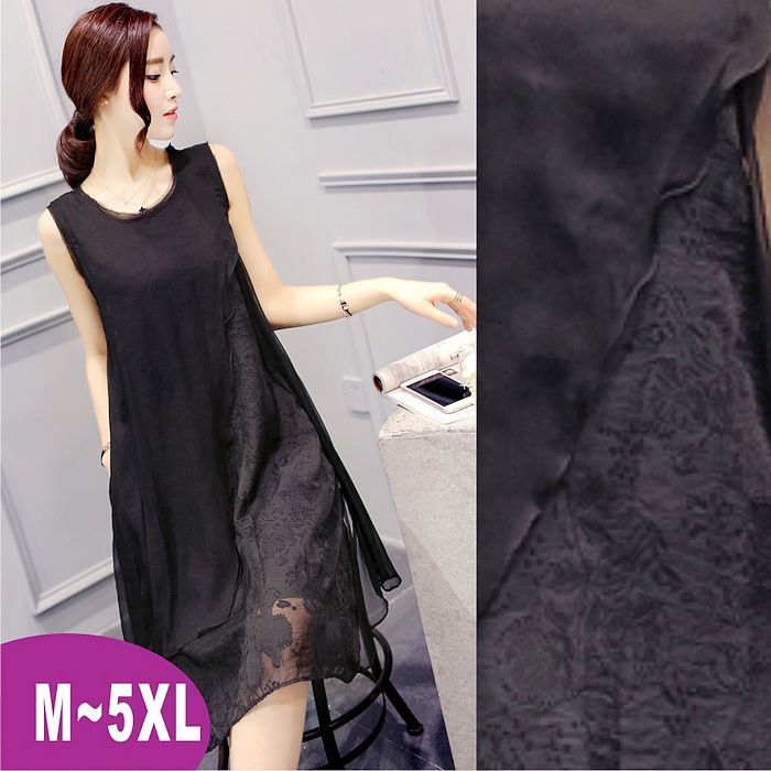 ❤現貨-漫妮女裝❤3XL背心式層次感小禮服洋裝性感黑色款