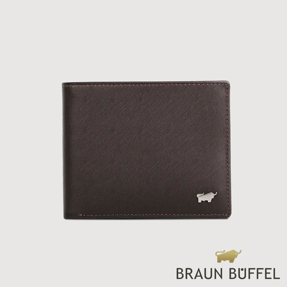 【BRAUN BUFFEL 德國小金牛】台灣總代理 HOMME-M 8卡男夾-黑檀木色/BF306-313-ENY