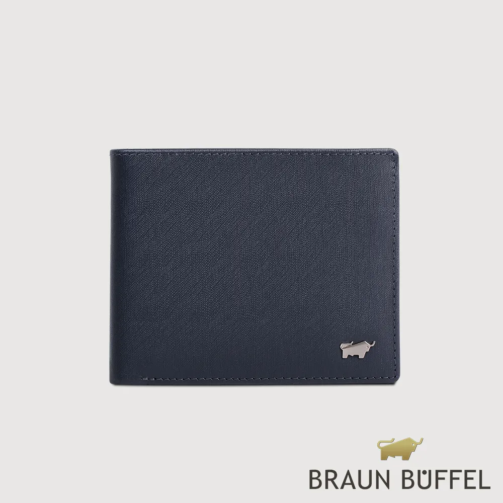 【BRAUN BUFFEL 德國小金牛】台灣總代理 HOMME-M 5卡透明窗皮夾-藍色/BF306-316-MAR