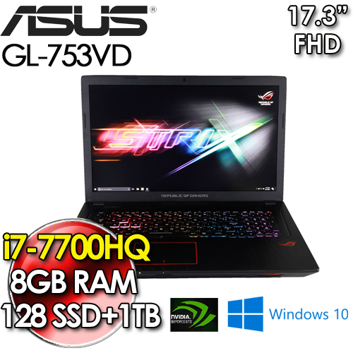 ASUS GL753VD 17.3吋
i7/GTX1050電競筆電