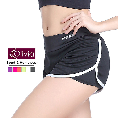 【Olivia】防走光兩件式排汗速乾運動短褲-白色