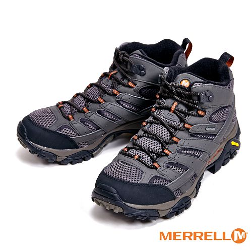 MERRELL MOAB 2 MID GORE-TEX@ 防水黃金大底戶外多功能鞋 高筒男鞋-灰 ML06059