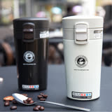 PUSH! 專業型保溫咖啡杯不銹鋼真空保溫瓶保溫杯水壺370ml E101 黑色