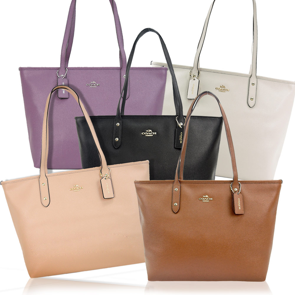 COACH 
素面防刮皮革托特包