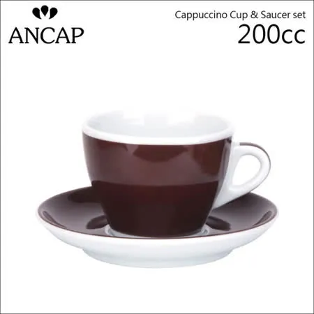 義大利 ANCAP 陶瓷咖啡杯盤組-咖啡色-200cc (HG9363)