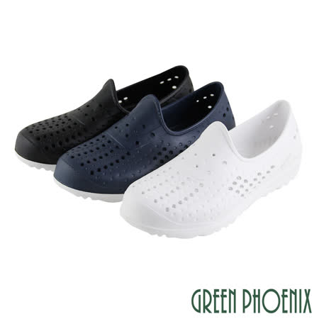 【GREEN PHOENIX】男款情侶輕量軟Q洞洞休閒防水鞋/雨鞋(男款)