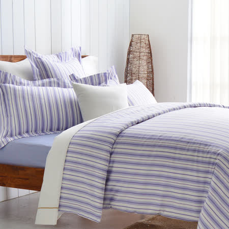 Cozy inn 生活-藍 300織精梳棉四件式被套床包組(雙人)