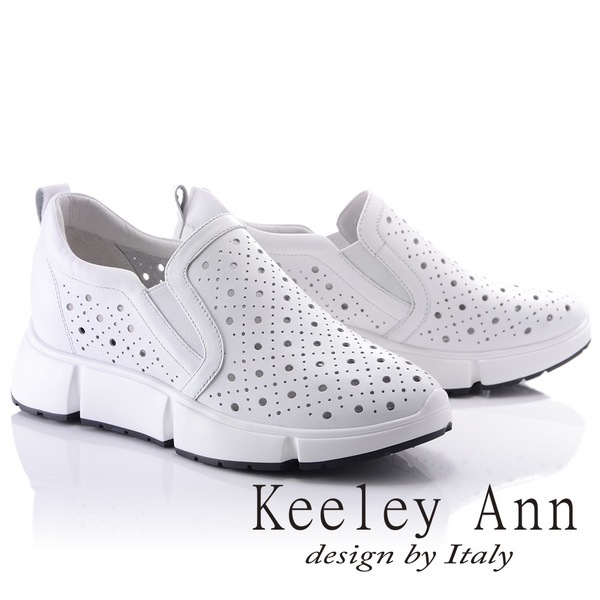 Keeley Ann簡約漫步~洞洞造型質感全真皮休閒鞋(白色826777440-Ann系列)