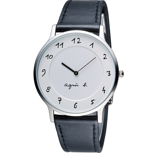 agnes b.法式優雅手寫體時標時尚腕錶 BJ5004X1  VJ20-K240LB