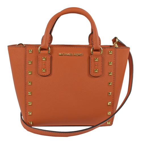 MICHAEL KORS SANDRINE STUD 鉚釘肩斜兩用包.橘