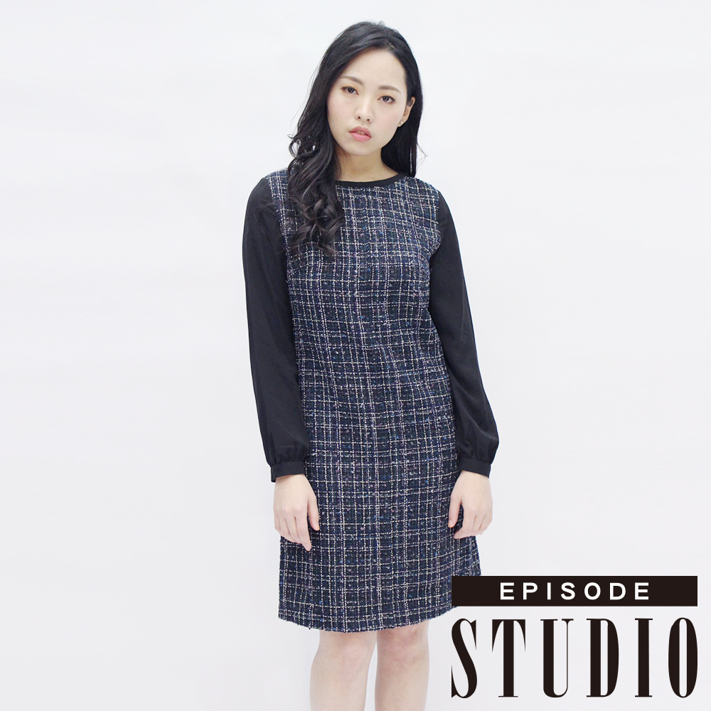 EPISODE Studio - 都市風尚格紋拼接洋裝