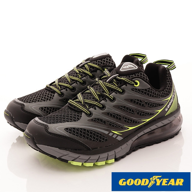 GOODYEAR-黑耀之星氣墊跑鞋MR73375黑綠-男段-(25.5-29cm)