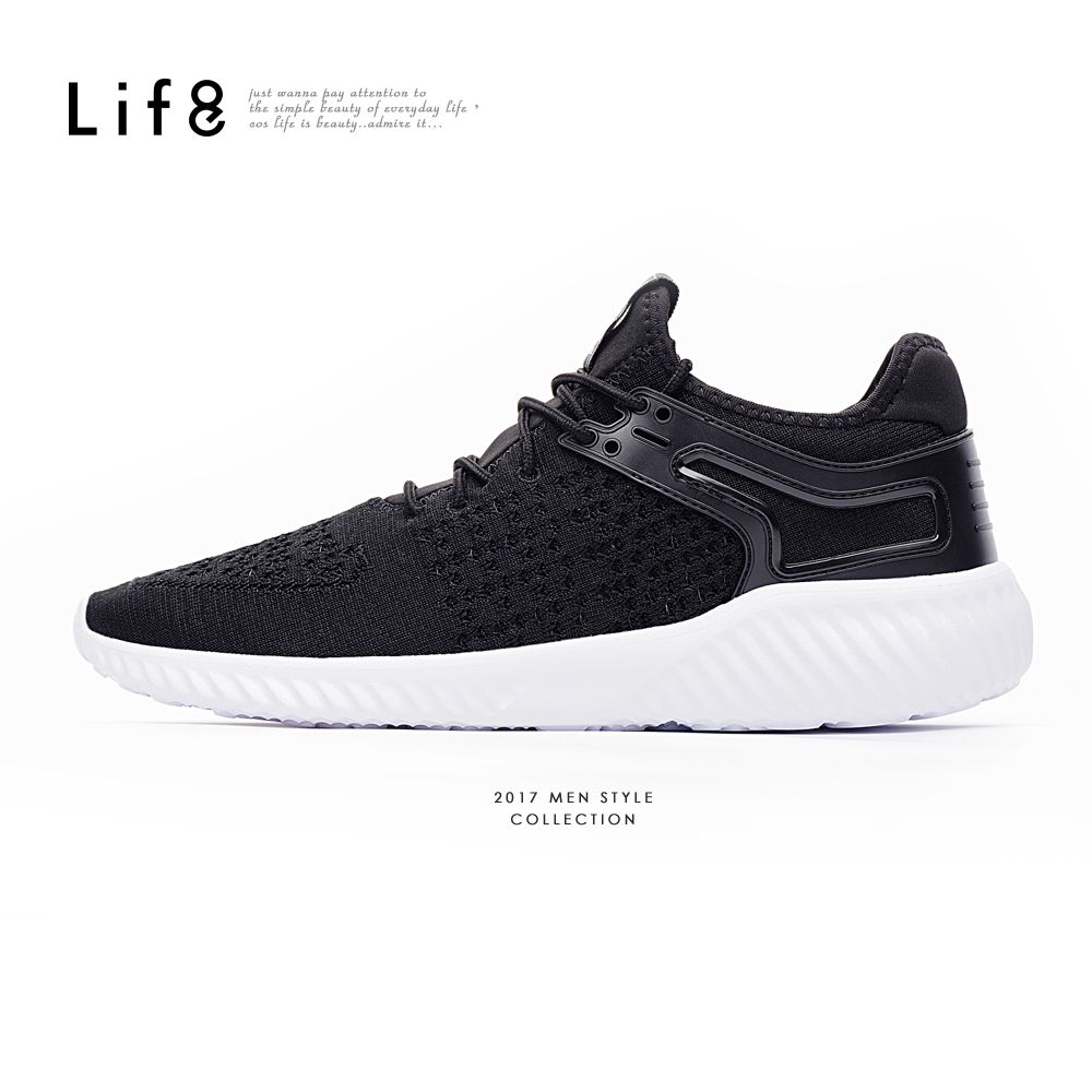 【Life8】Sport 超輕量 菱形飛織 旋風運動鞋-09841-黑色