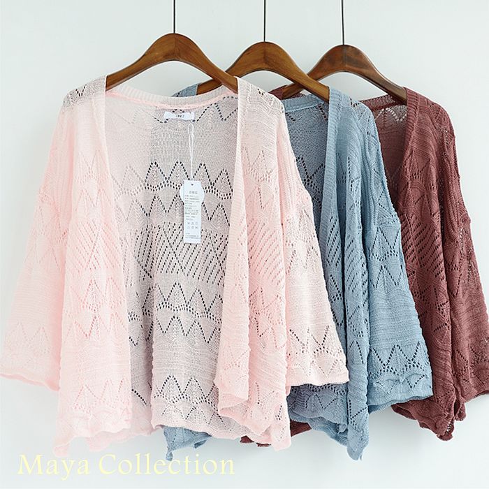 Maya Collection
透氣針織鏤空罩衫(三色)