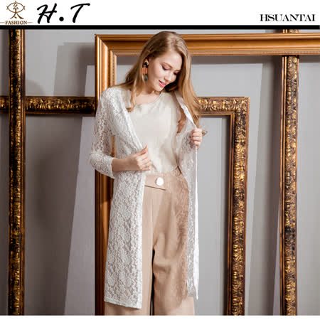 玄太(白)
 親膚滿版蕾絲花長版罩衫