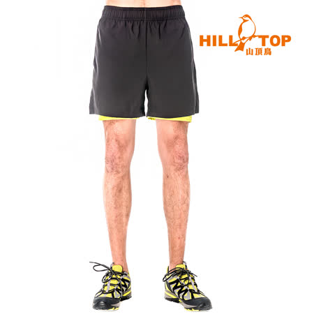 【hilltop山頂鳥】男款抗UV超潑水短褲S09M68-瑪瑙黑
