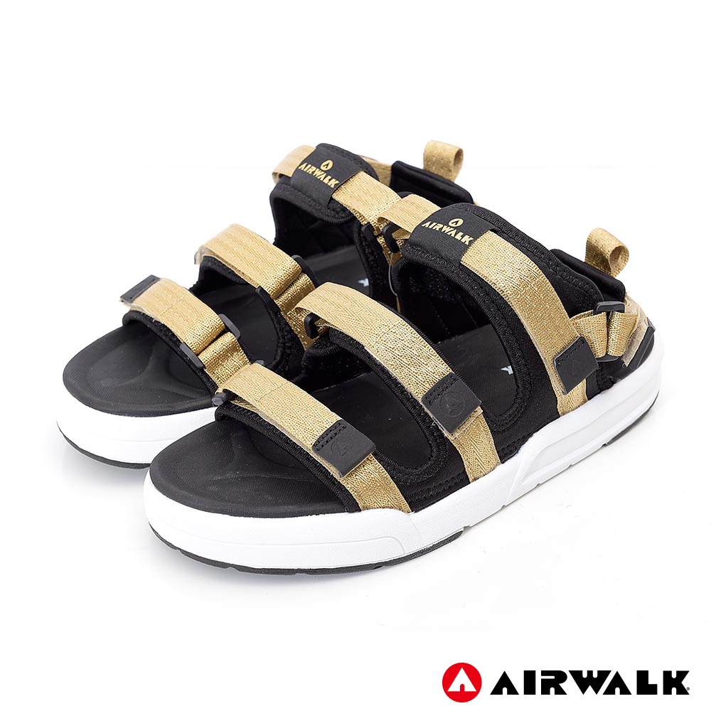 【AIRWALK-快速到貨】-魔鬼氈增高二穿式涼鞋-情侶款(金色)