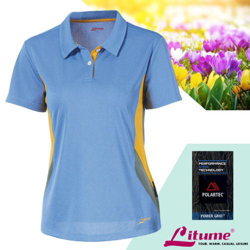 【意都美 Litume】女新款 吸濕排汗快乾短袖休閒衫.POLO衫.運動上衣/Polartec Power Grid輕盈高透氣.銀纖維抗菌防臭/PS035S 藍紫