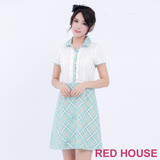 RED HOUSE 蕾赫斯-POLO衫格子洋裝(薄荷綠色)