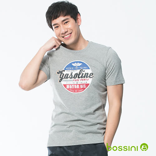 男裝-印花短袖T恤 23淺灰